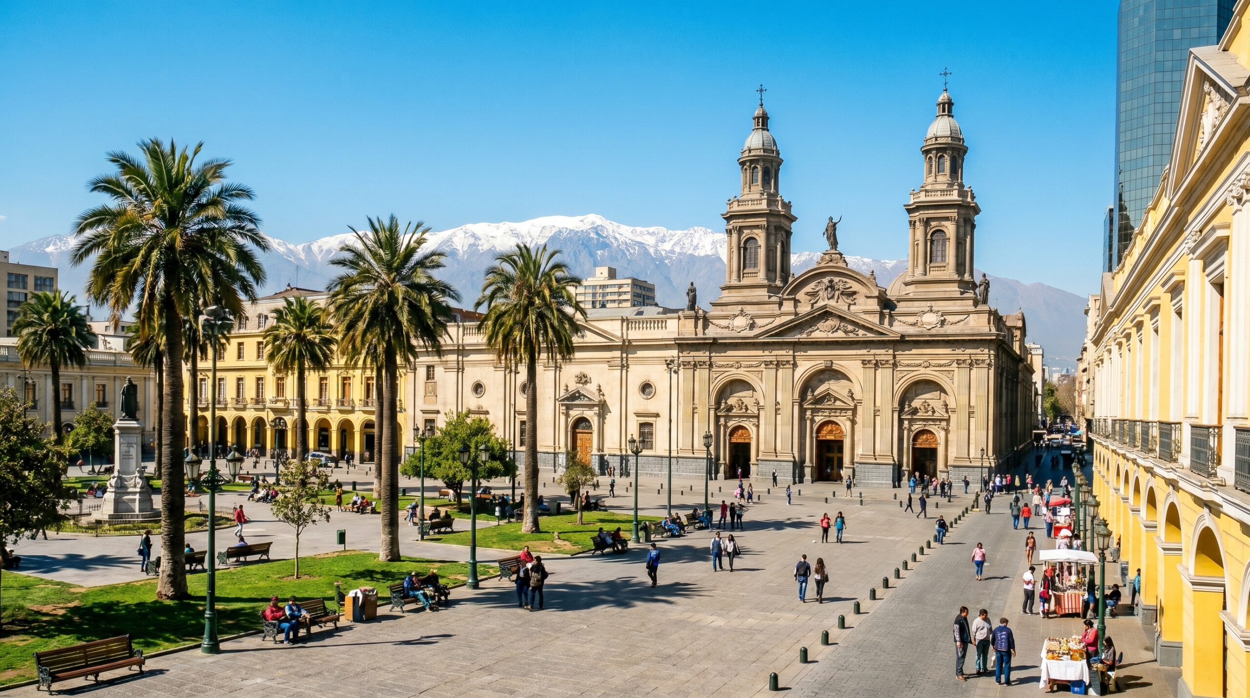Plaza de Armas e Palácio La Moneda em Santiago